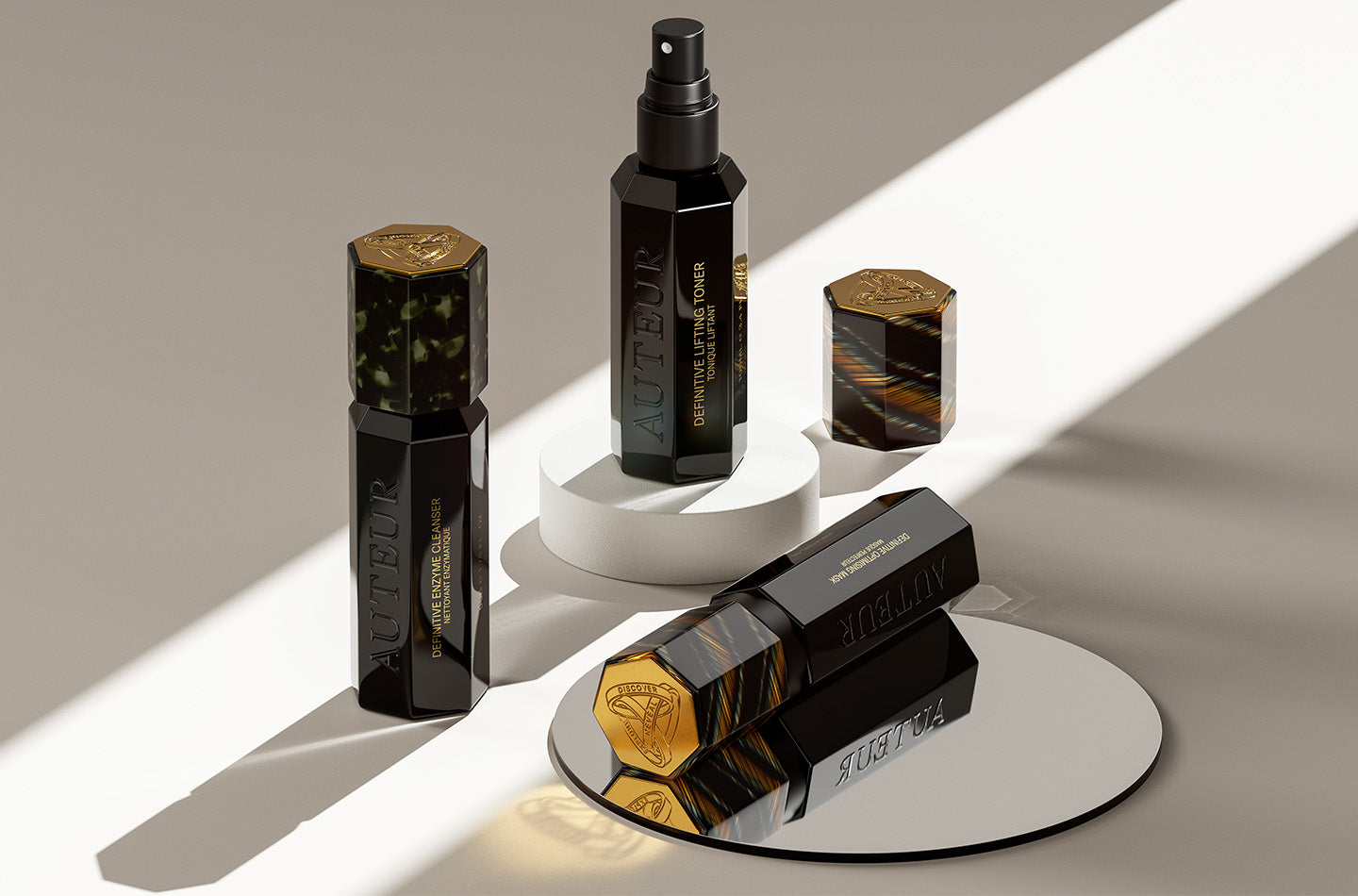 AUTEUR Skincare Definitive Lifting Toner and Enzyme Cleanser Bottles