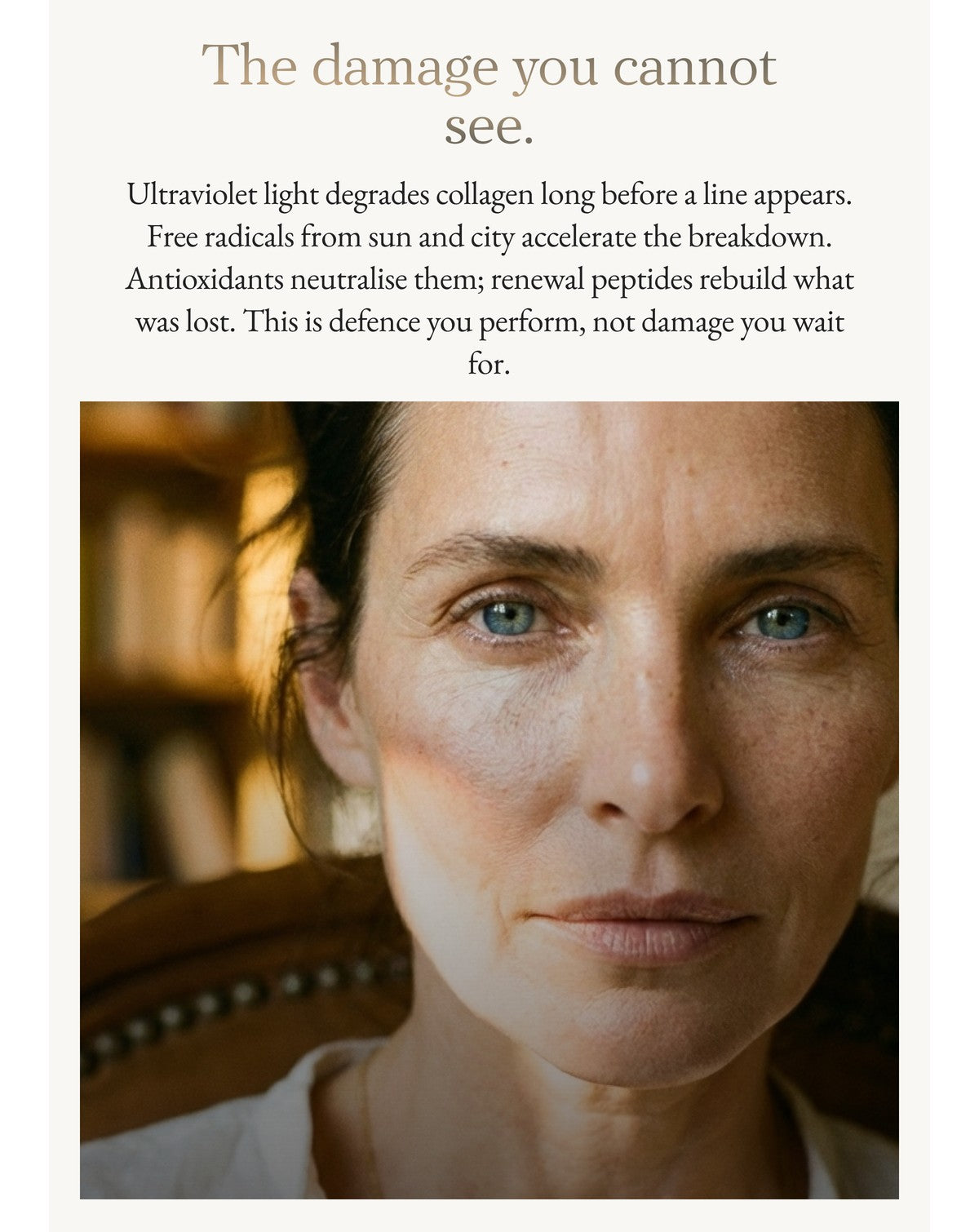 Sunlit skin showing invisible oxidative summer damage